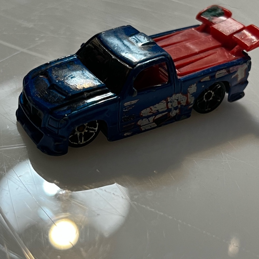 Blue and Red Toy Truck Hot Wheels Vintage Rare Truck